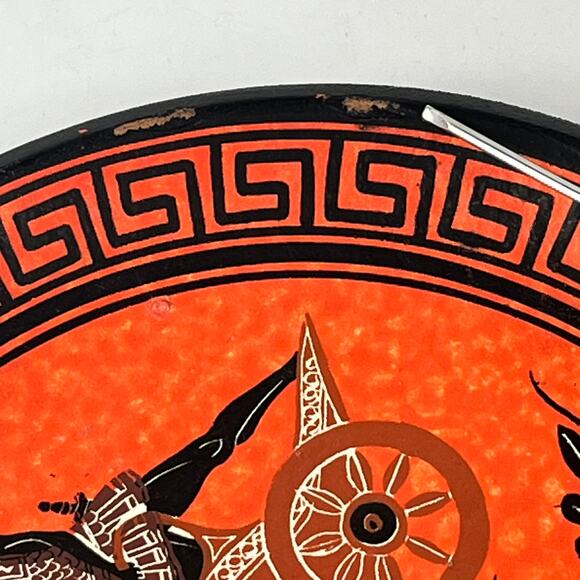 2 Grecian Hand Painted Clay Plate ADIS Signed Anastasiadis Greece Trojan Troy - Picture 13 of 13